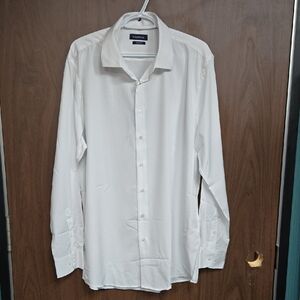 Nautica Size XL White Slim Fit Button Down Dress Shirt